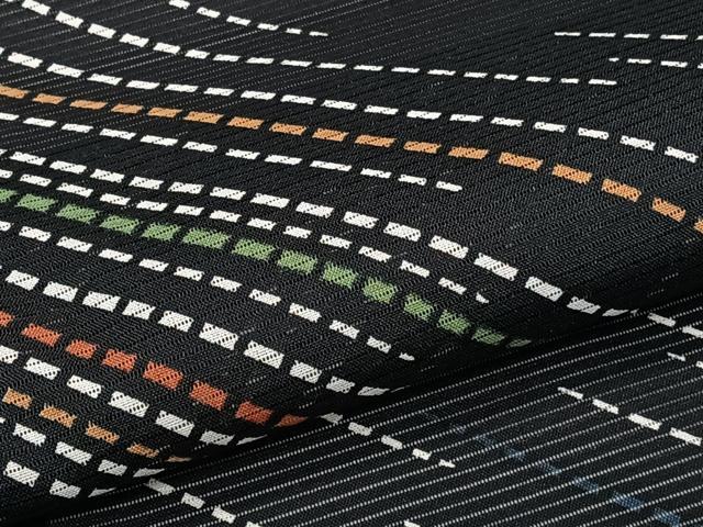 平和屋着物*夏物 小紋 絽 斜線文 黒地 洗える着物 CABK8856xi