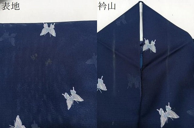 平和屋着物*夏物 小紋 絽 舞蝶文 洗える着物 CABK8858xi