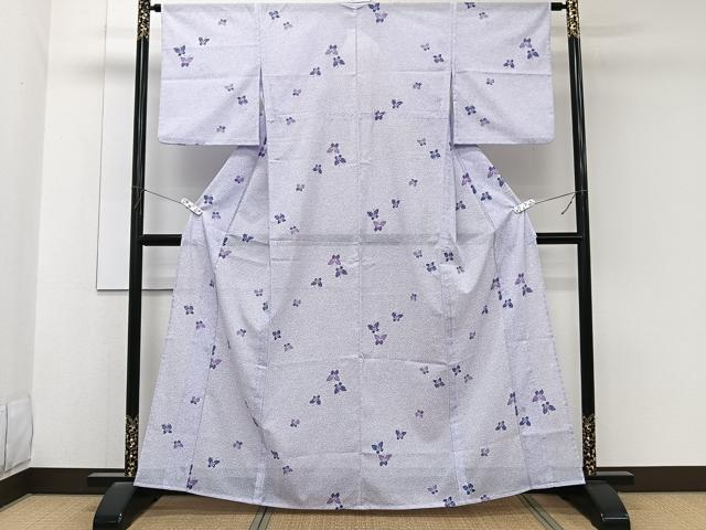 平和屋着物*夏物 小紋 絽 舞蝶文 洗える着物 CABK8867xi