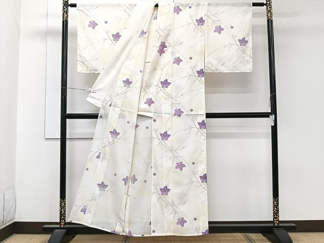 平和屋着物*夏物 小紋 絽 枝草花文 暈し染め 洗える着物 CABK8868xi