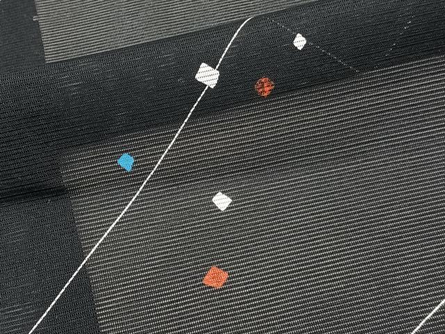 平和屋着物*夏物 小紋 絽 色紙斜線文 黒地 洗える着物 CABK8870xi
