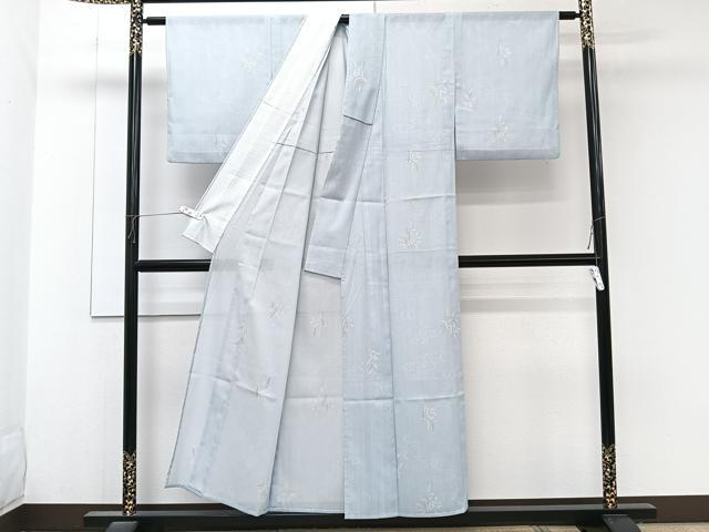 平和屋着物*夏物 小紋 絽 流水枝葉文 洗える着物 CABK8871xi
