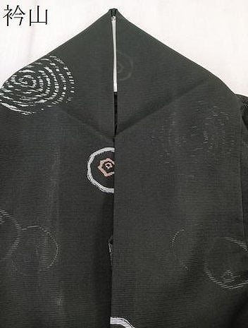 平和屋着物*夏物 小紋 絽 抽象文様 黒地 洗える着物 CABK8891xi