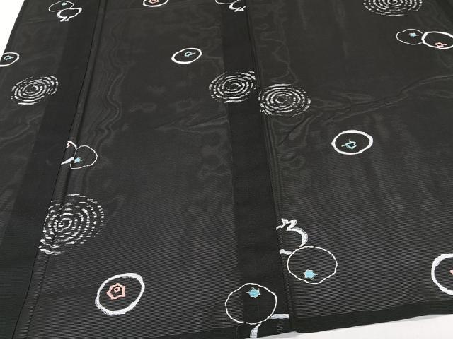 平和屋着物*夏物 小紋 絽 抽象文様 黒地 洗える着物 CABK8891xi