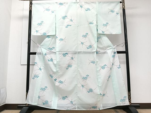 平和屋着物*夏物 小紋 絽 草花文 洗える着物 CABK8912xi