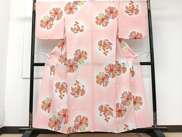 平和屋着物*夏物 撫松庵 小紋・浴衣兼用 セオアルファ 雪輪葡萄花重ね文 洗える着物 CABK8921xi