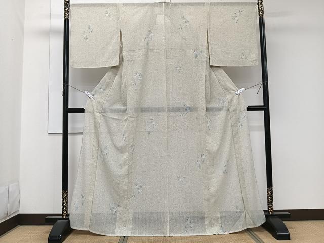平和屋着物*夏物 小紋 縞紋紗 草花文 洗える着物 CABK8925xi