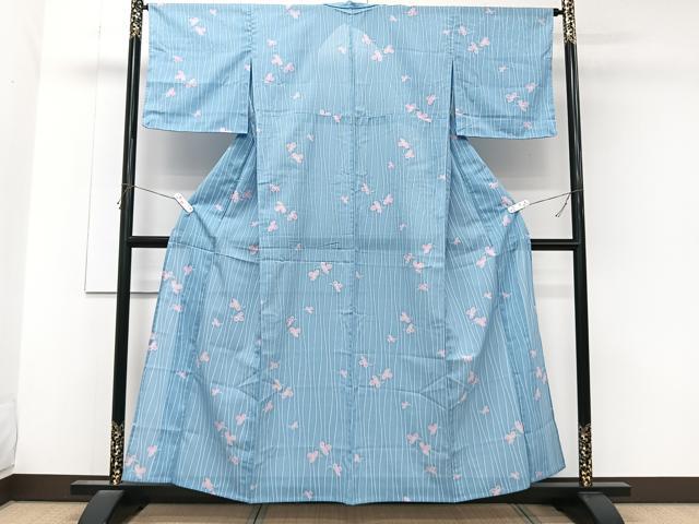 平和屋着物*夏物 小紋 絽 舞蝶文 洗える着物 CABK8933xi