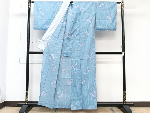 平和屋着物*夏物 小紋 絽 舞蝶文 洗える着物 CABK8933xi