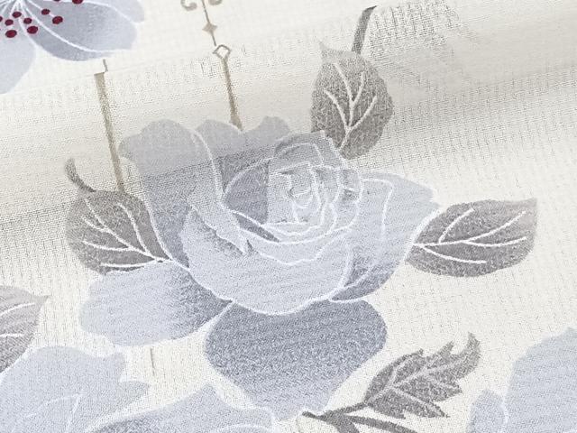 平和屋着物*夏物 小紋 紗 草花文 洗える着物 未使用 CABK8935xi