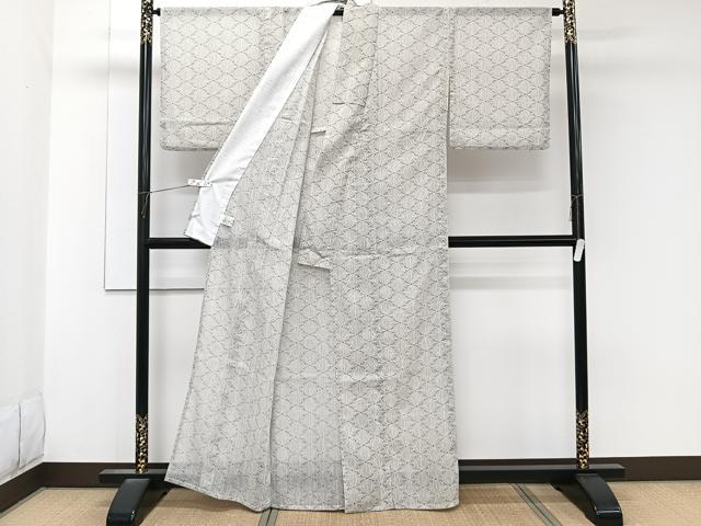 平和屋着物*夏物 小紋 紗 麻の葉文様 洗える着物 CABK8939xi