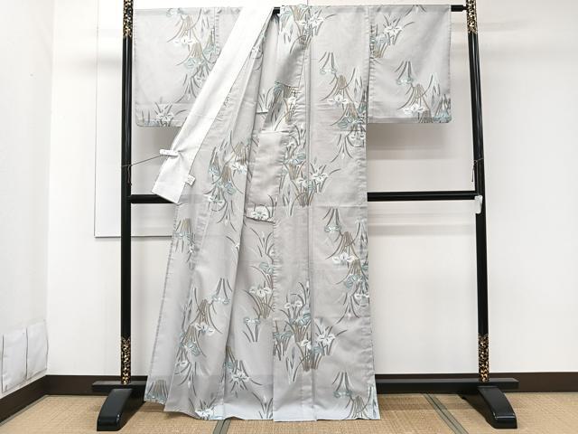 平和屋着物*夏物 小紋 絽 草花文 洗える着物 CABK8946xi