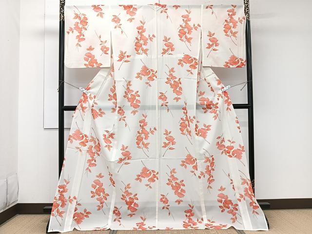 平和屋着物*夏物 小紋 絽 枝草花文 ロング丈 洗える着物 CABK8955xi