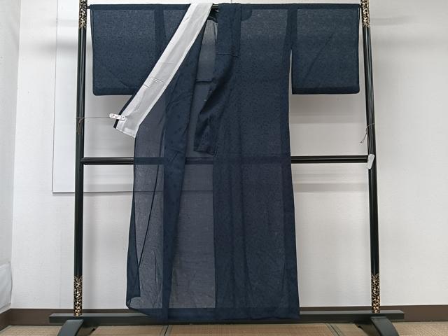 平和屋着物*夏物 色無地 花唐草紋紗 濃藍色 CABK8956xi