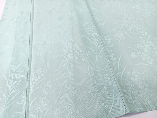 平和屋着物*夏物 色無地 草花紋紗 錆青磁色 正絹 逸品 未使用 CABK8961xi