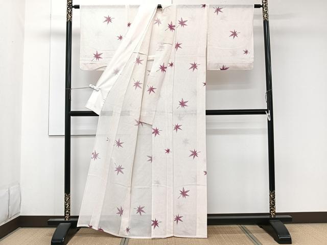 平和屋着物*夏物 小紋 絽 楓文 洗える着物 CABK8963xi