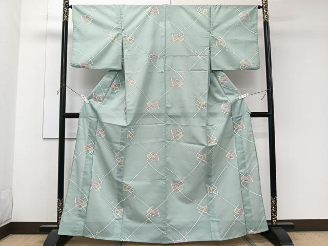 平和屋着物*夏物 小紋 絽 抽象文 洗える着物 CABK8972xi