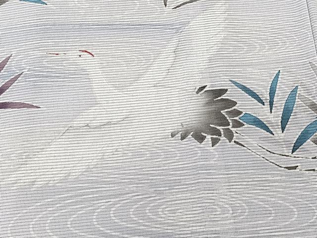 平和屋着物*夏物 訪問着 絽 流水草文 鶴 洗える着物 CABK8974xi