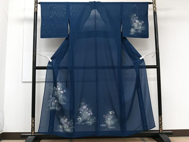 平和屋着物*夏物 訪問着 絽 草花文 暈し染め 銀彩 正絹 逸品 CABK8987xi