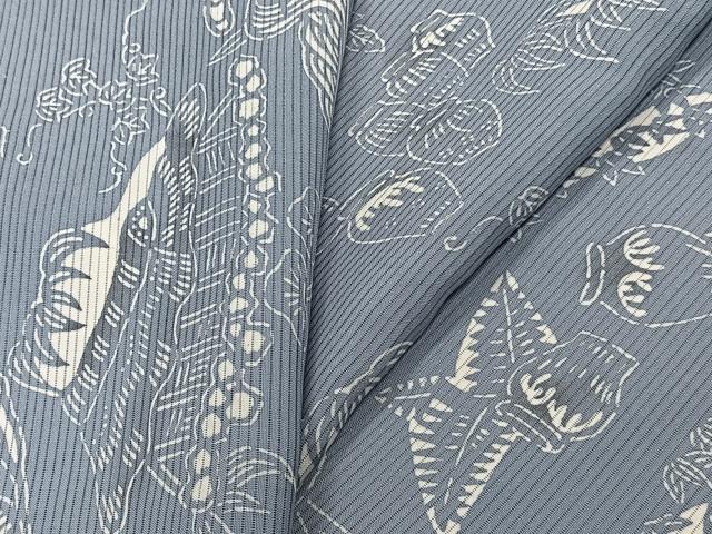 平和屋着物*夏物 小紋 絽 型染め 風景文 正絹 逸品 CABK8994xi