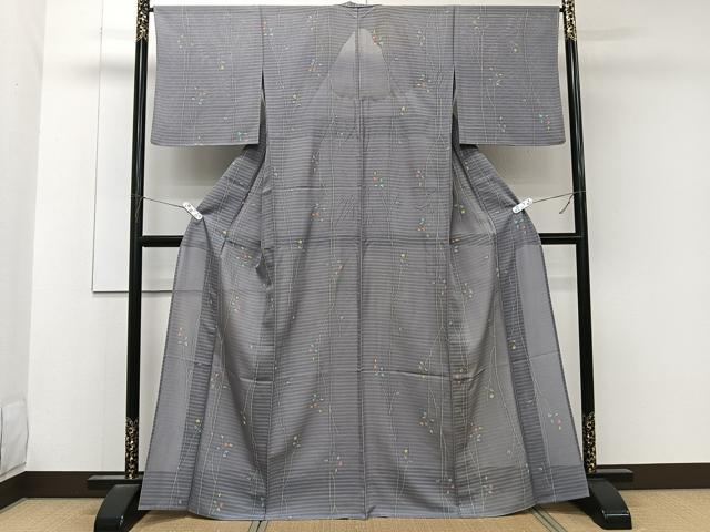 平和屋着物*夏物 小紋 変わり絽 枝草花文 正絹 逸品 CABK8995xi