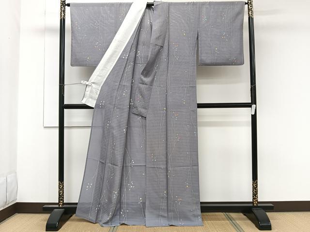 平和屋着物*夏物 小紋 変わり絽 枝草花文 正絹 逸品 CABK8995xi