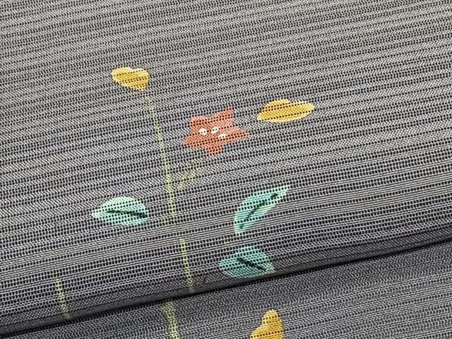 平和屋着物*夏物 小紋 変わり絽 枝草花文 正絹 逸品 CABK8995xi