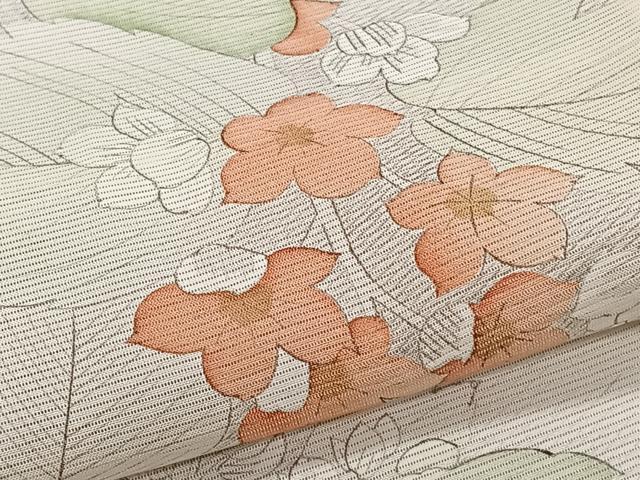 平和屋着物*夏物 小紋 絽 手描き 草花文 正絹 逸品 CABK8996xi