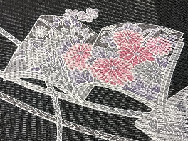 平和屋着物*夏物 訪問着 絽 絵巻花文 黒地 洗える着物 CABK9005xi