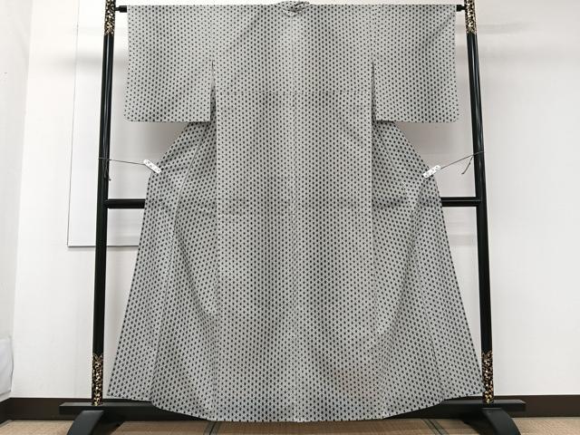 平和屋着物*夏物 小紋 絽 麻の葉文 洗える着物 CABK9007xi