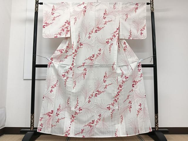 平和屋着物*夏物 小紋 絽 草花文 洗える着物 CABK9010xi
