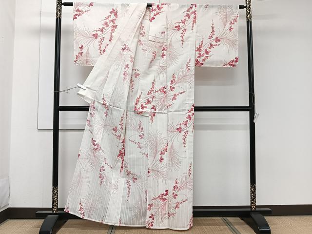 平和屋着物*夏物 小紋 絽 草花文 洗える着物 CABK9010xi