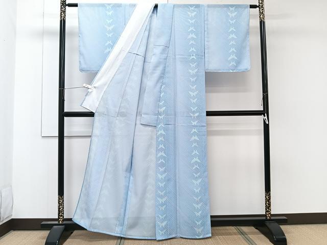 平和屋着物*夏物 小紋 絽 斜線舞蝶文 洗える着物 CABK9015xi