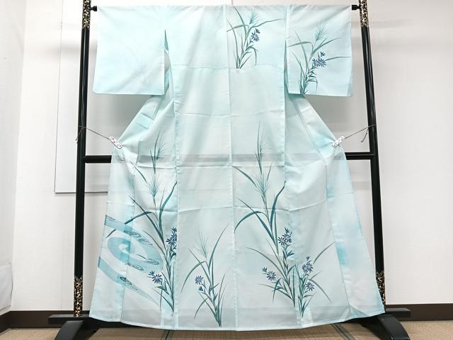 平和屋着物*夏物 訪問着 絽 流水草花文 銀彩 洗える着物 CABK9016xi