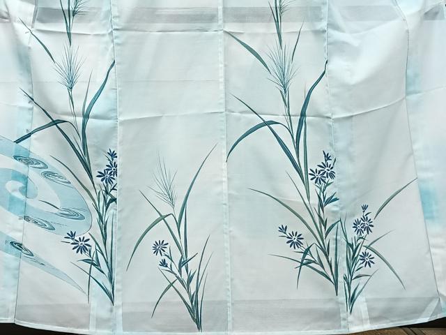 平和屋着物*夏物 訪問着 絽 流水草花文 銀彩 洗える着物 CABK9016xi