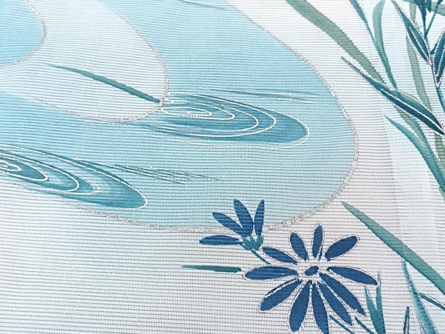 平和屋着物*夏物 訪問着 絽 流水草花文 銀彩 洗える着物 CABK9016xi