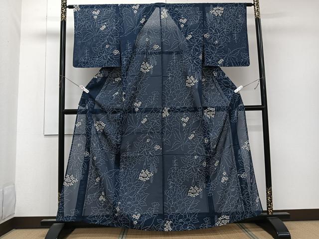 平和屋着物*夏物 小紋 絽 草花文 高島屋扱い 洗える着物 未使用 CABK9019xi