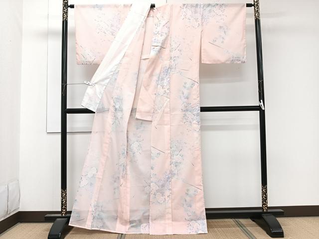 平和屋着物*夏物 小紋 絽 葡萄蔦の葉文 洗える着物 CABK9020xi
