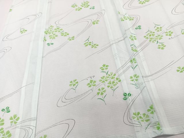平和屋着物*夏物 小紋 絽 流水草花文 洗える着物 CABK9026xi