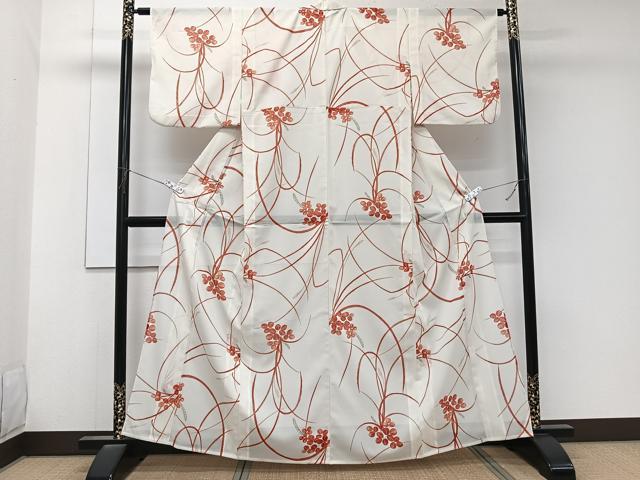 平和屋着物*夏物 小紋 絽 草萩文 洗える着物 CABK9027xi