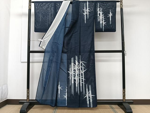 平和屋着物*夏物 訪問着 絽 笹竹文 銀彩 洗える着物 CABK9030xi