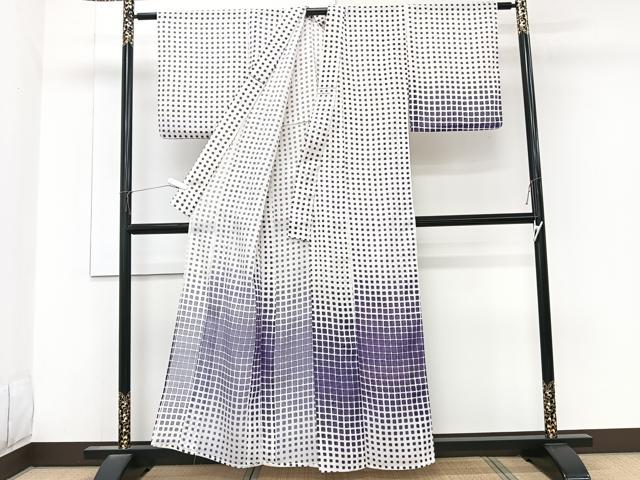 平和屋着物*夏物 訪問着 縦絽 色紙文 洗える着物 CABK9057xi