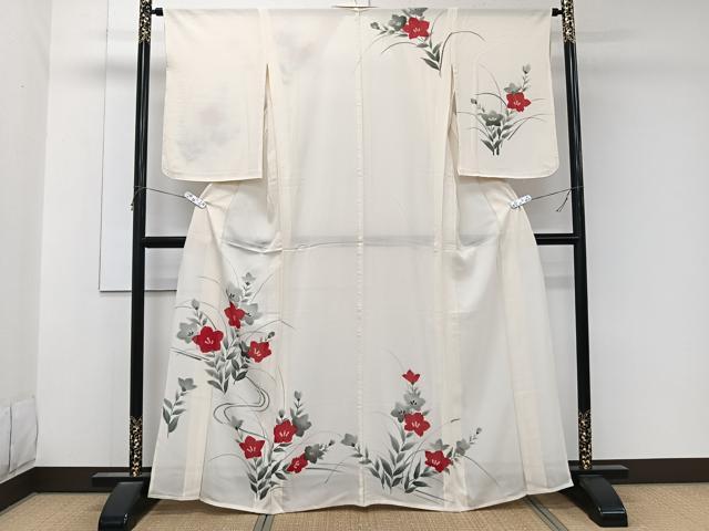 平和屋着物*夏物 訪問着 絽 手描き 草花文 正絹 逸品 CABK9066xi