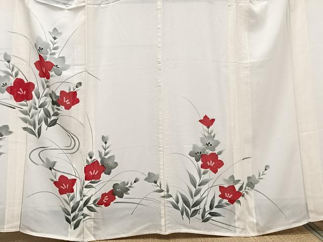 平和屋着物*夏物 訪問着 絽 手描き 草花文 正絹 逸品 CABK9066xi