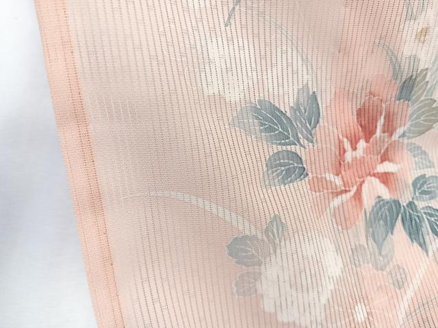 平和屋着物*夏物 訪問着 縦絽 草花文 暈し染め 洗える着物 未使用 CABK9069xi