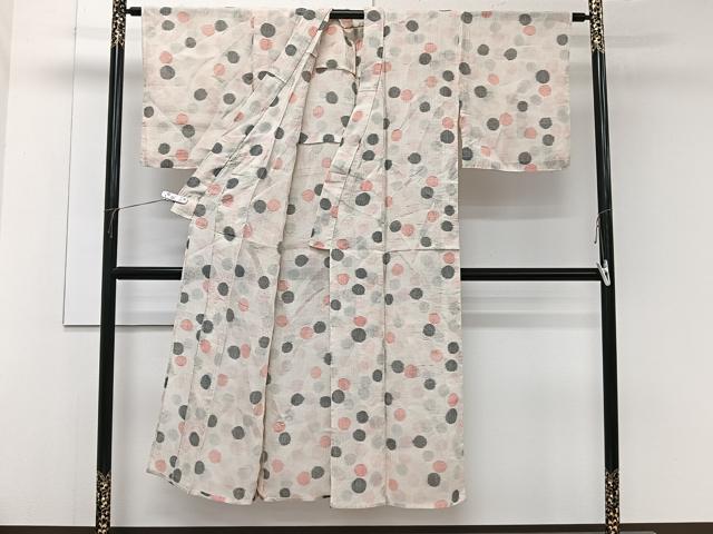 平和屋着物*夏物 本場小千谷縮 水玉文様 麻 逸品 CABK9077xi