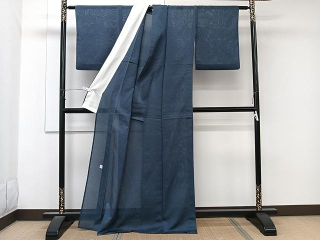 平和屋着物*人間国宝 芹沢圭介一番弟子 下平清人 夏物 色無地 変わり絽 留紺色 正絹 逸品 CABK9080xi
