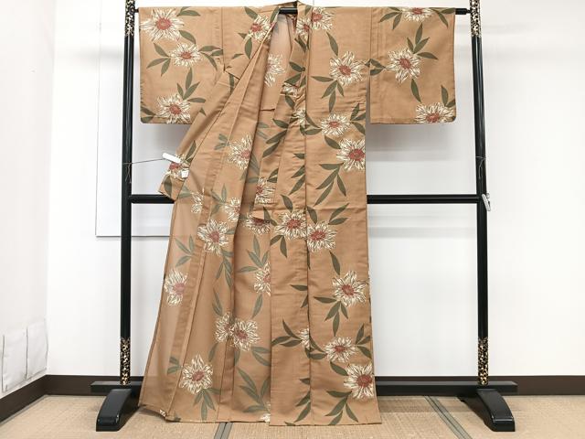 平和屋着物*夏物 小紋 紗 草花文 洗える着物 CABK9096xi