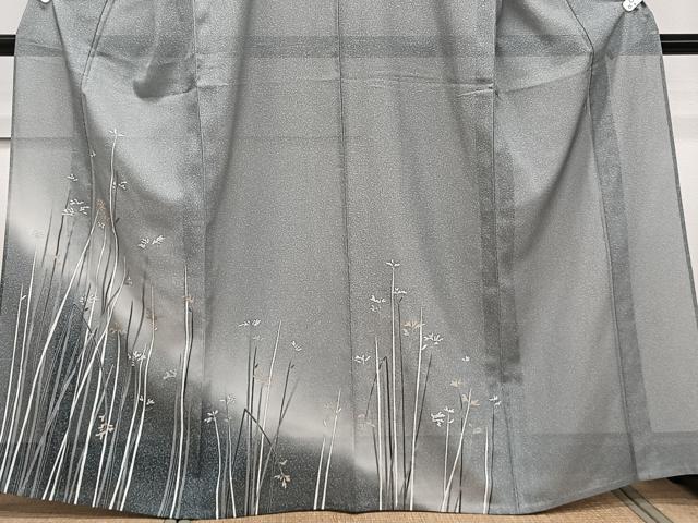 平和屋着物*夏物 訪問着 絽 枝花文 暈し染め 銀彩 洗える着物 CABK9106xi