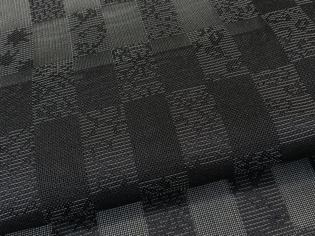 平和屋着物*夏物 お召 色紙文 黒地 ロング丈 正絹 逸品 CABK9125xi